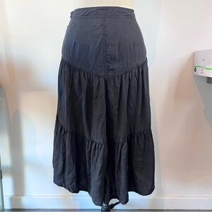 MOTHER Black Tiered Midi Skirt